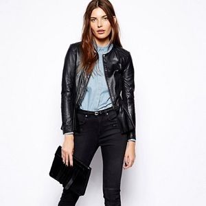 Muubaa Cursa Leather Peplum Jacket